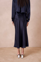 Navy Midi Slip Skirt