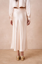 Cream Midi Slip Skirt