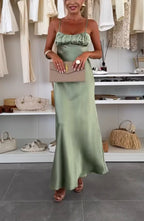 Sage Ruched Slip Dress