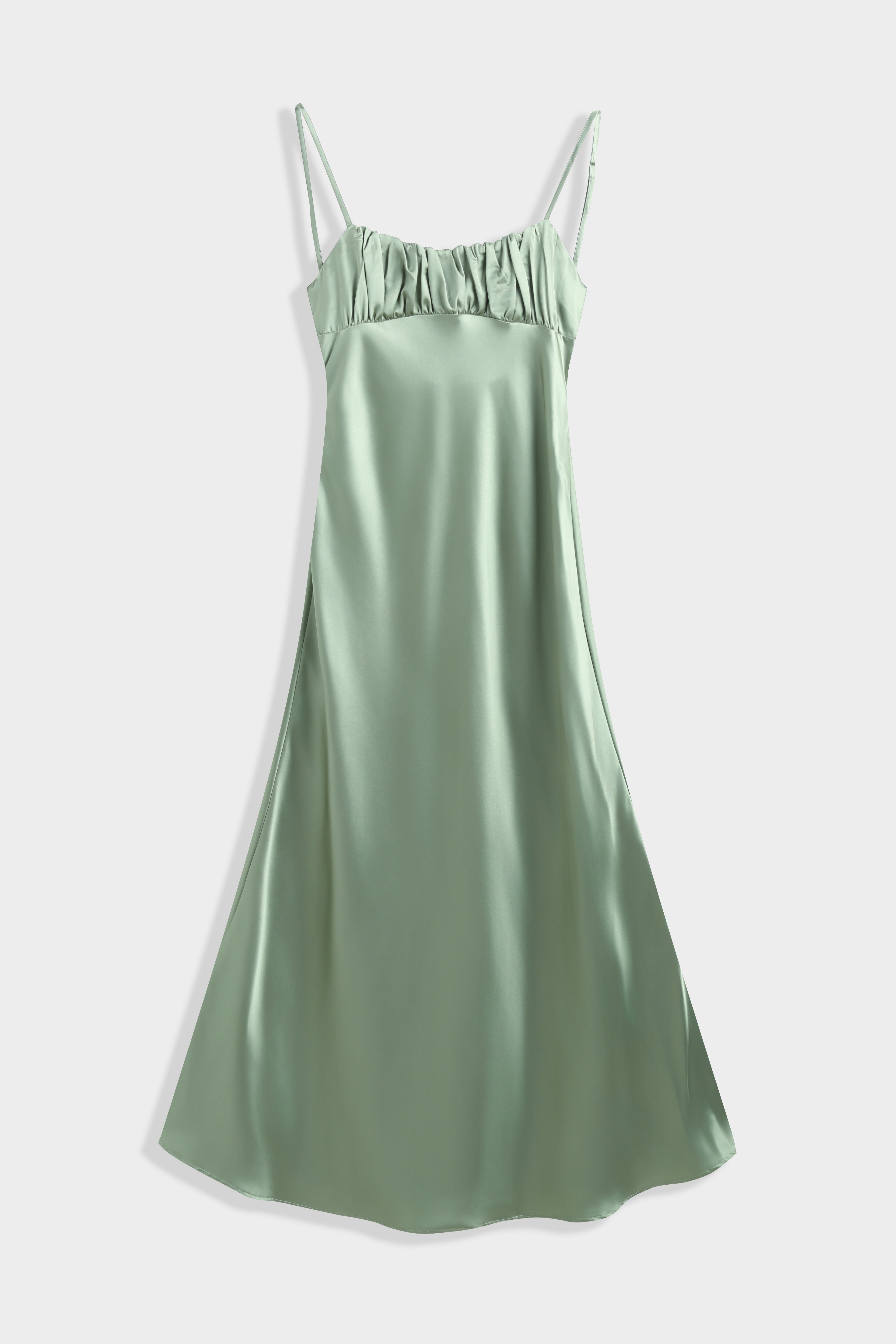 Sage Ruched Slip Dress