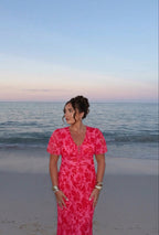 Fuchsia Floral Print Dress