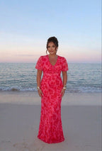 Fuchsia Floral Print Dress