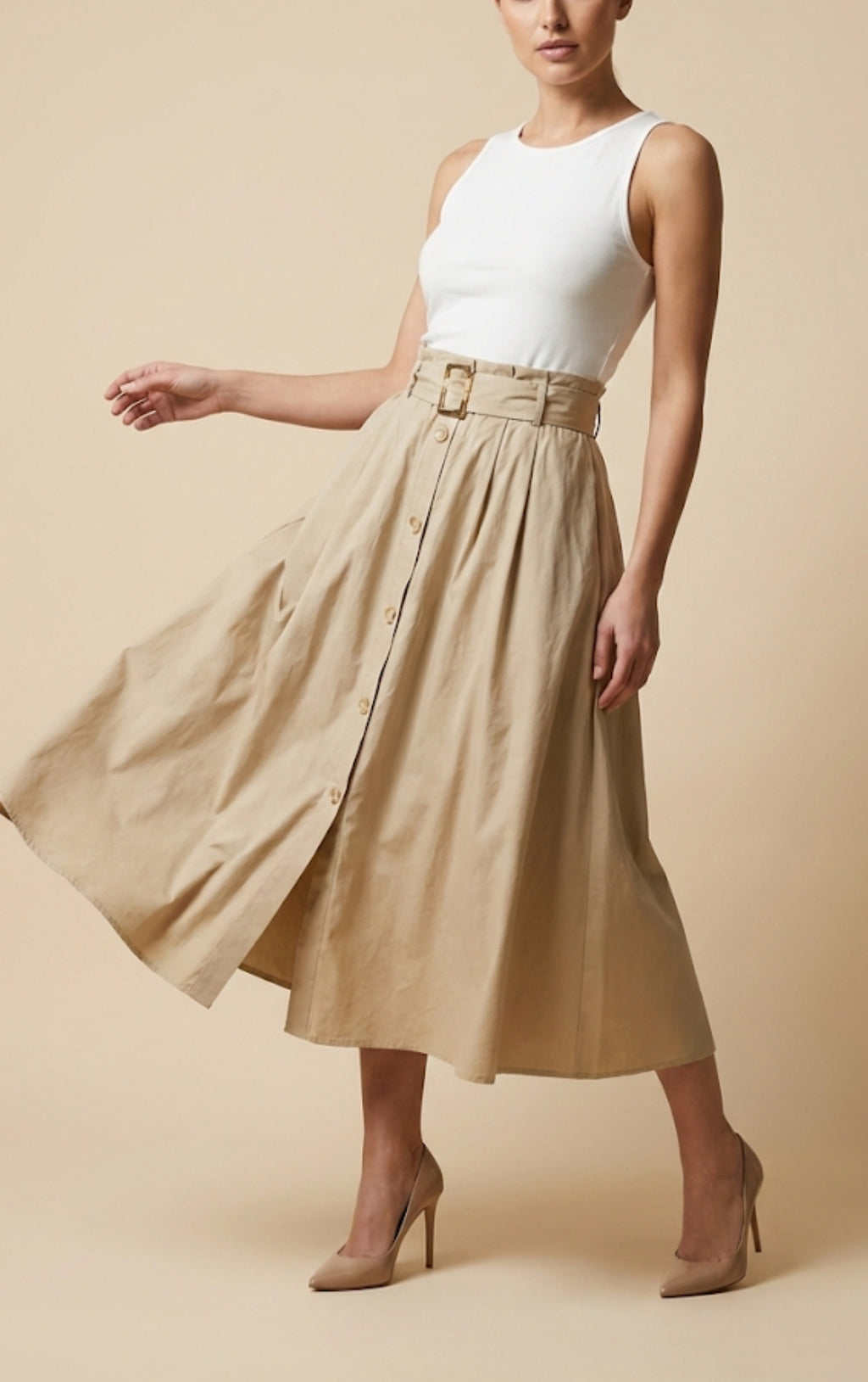 Luna Two Toned Belted Midi Dress