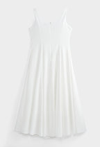 White Square Neck Flared Dress