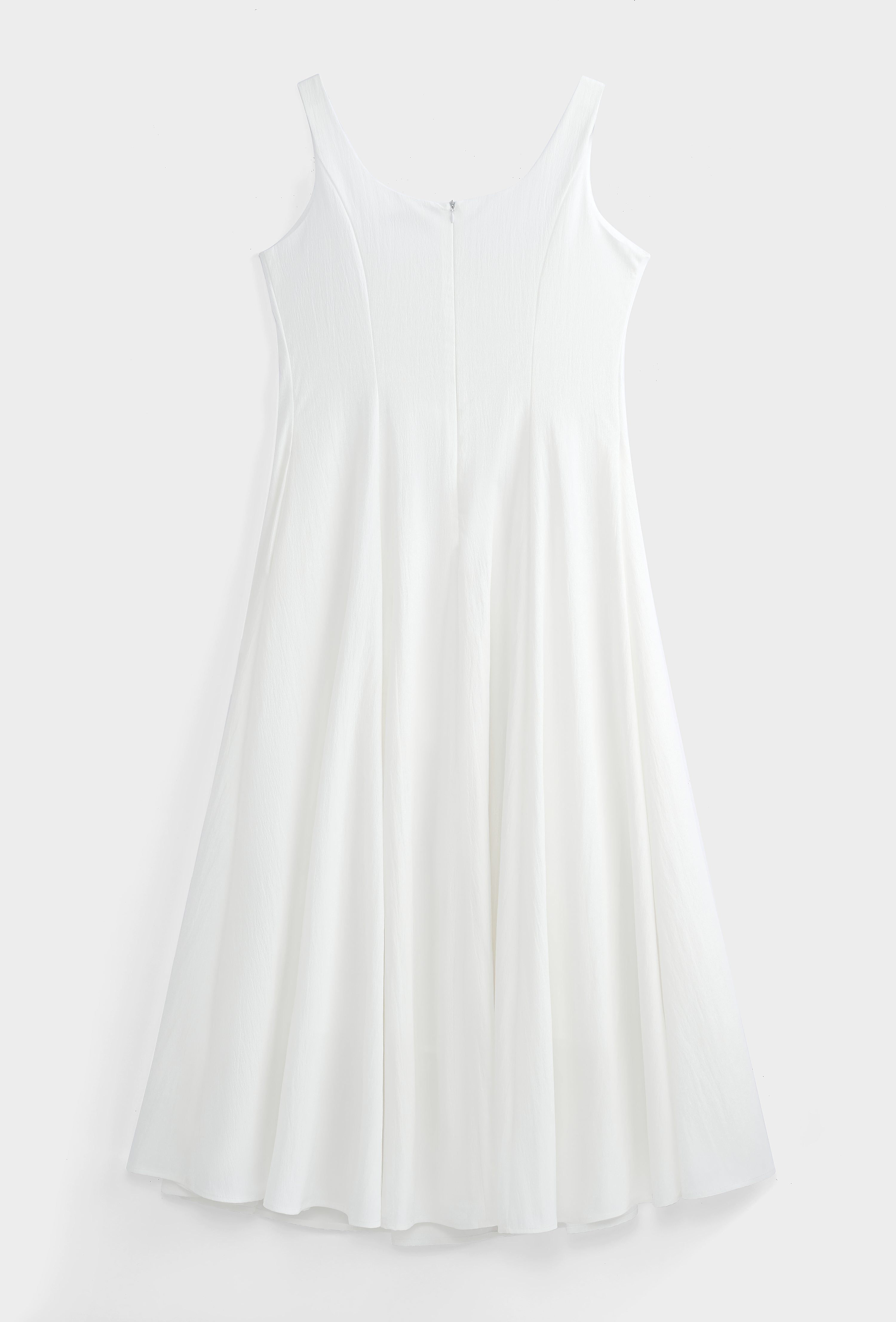 White Square Neck Flared Dress
