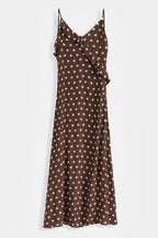 Brown Ruffle Polka Dot Dress