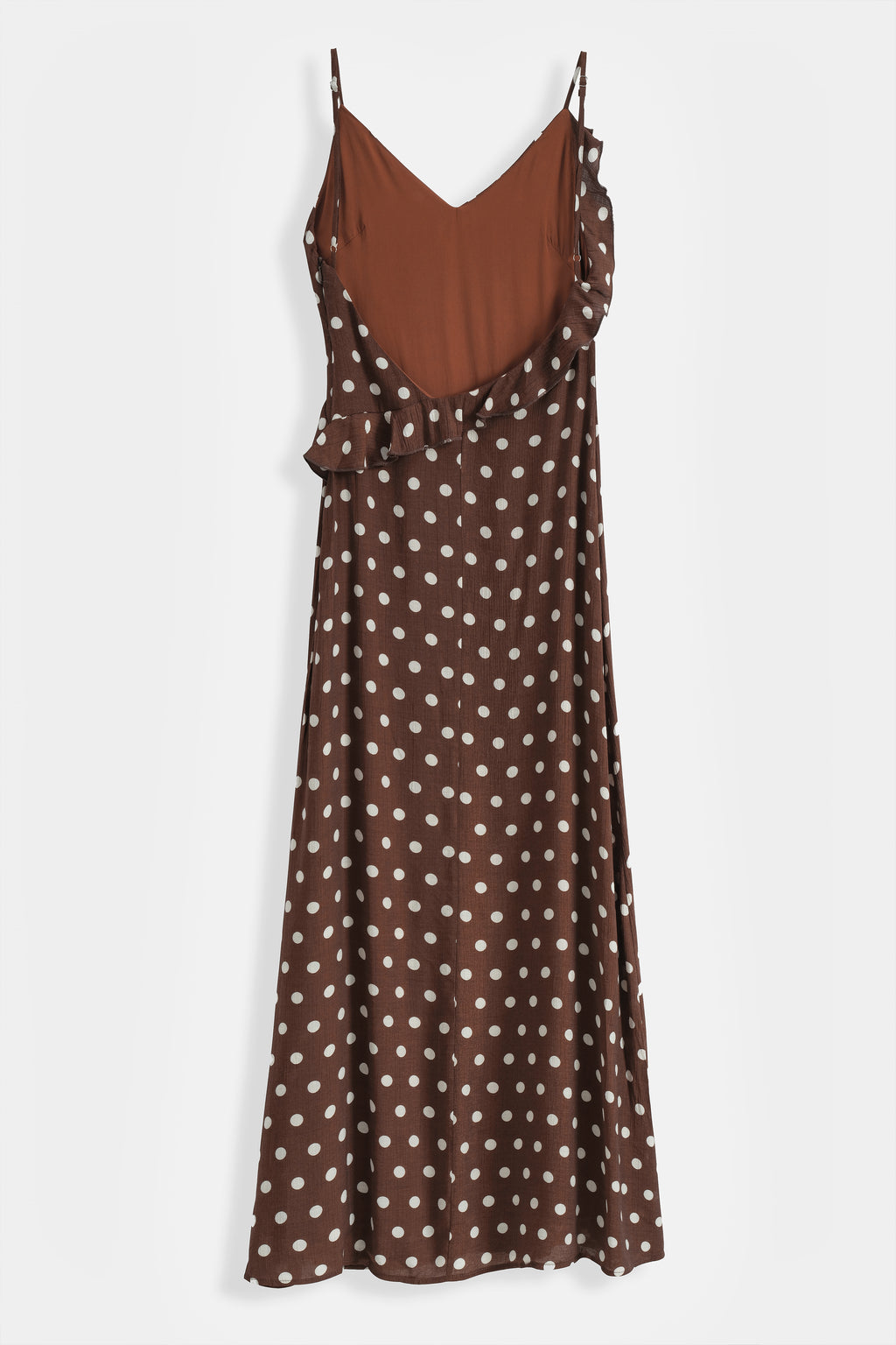 Brown Ruffle Polka Dot Dress
