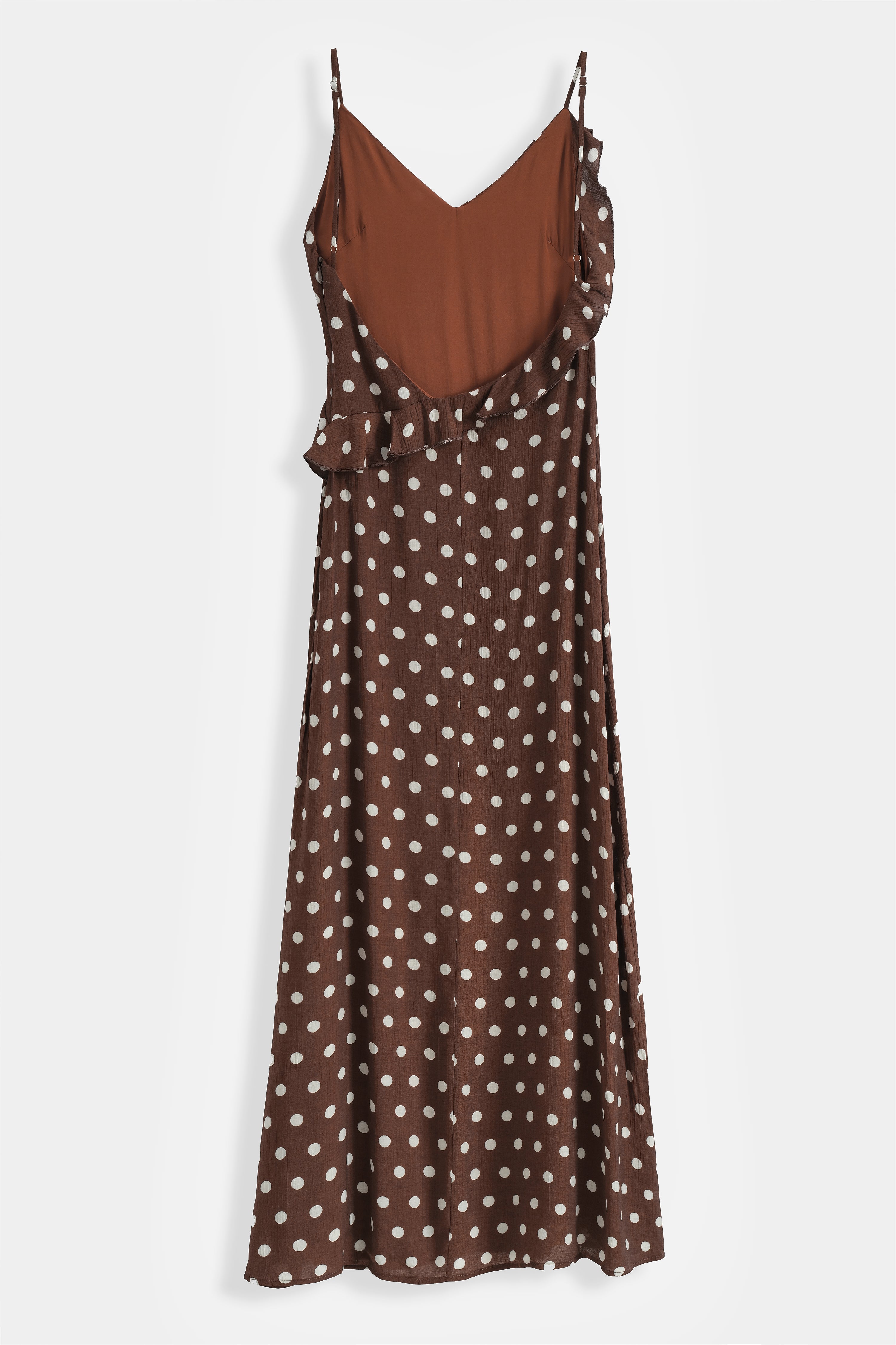 Brown Ruffle Polka Dot Dress