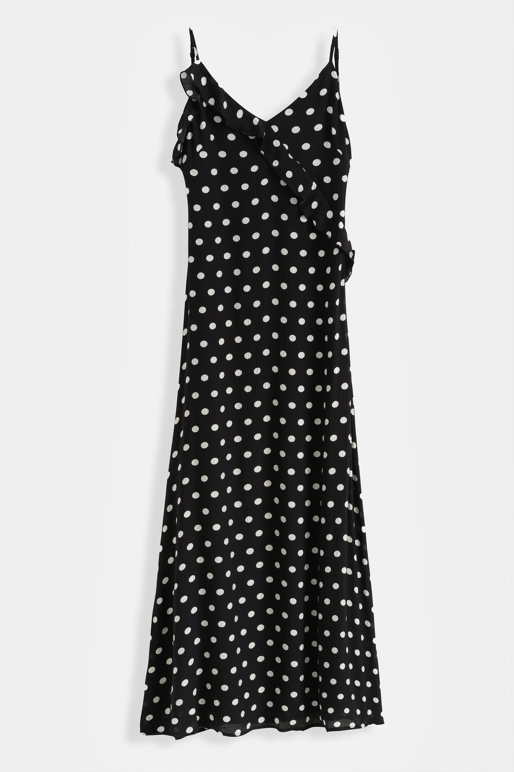 Black Ruffle Polka Dot Dress