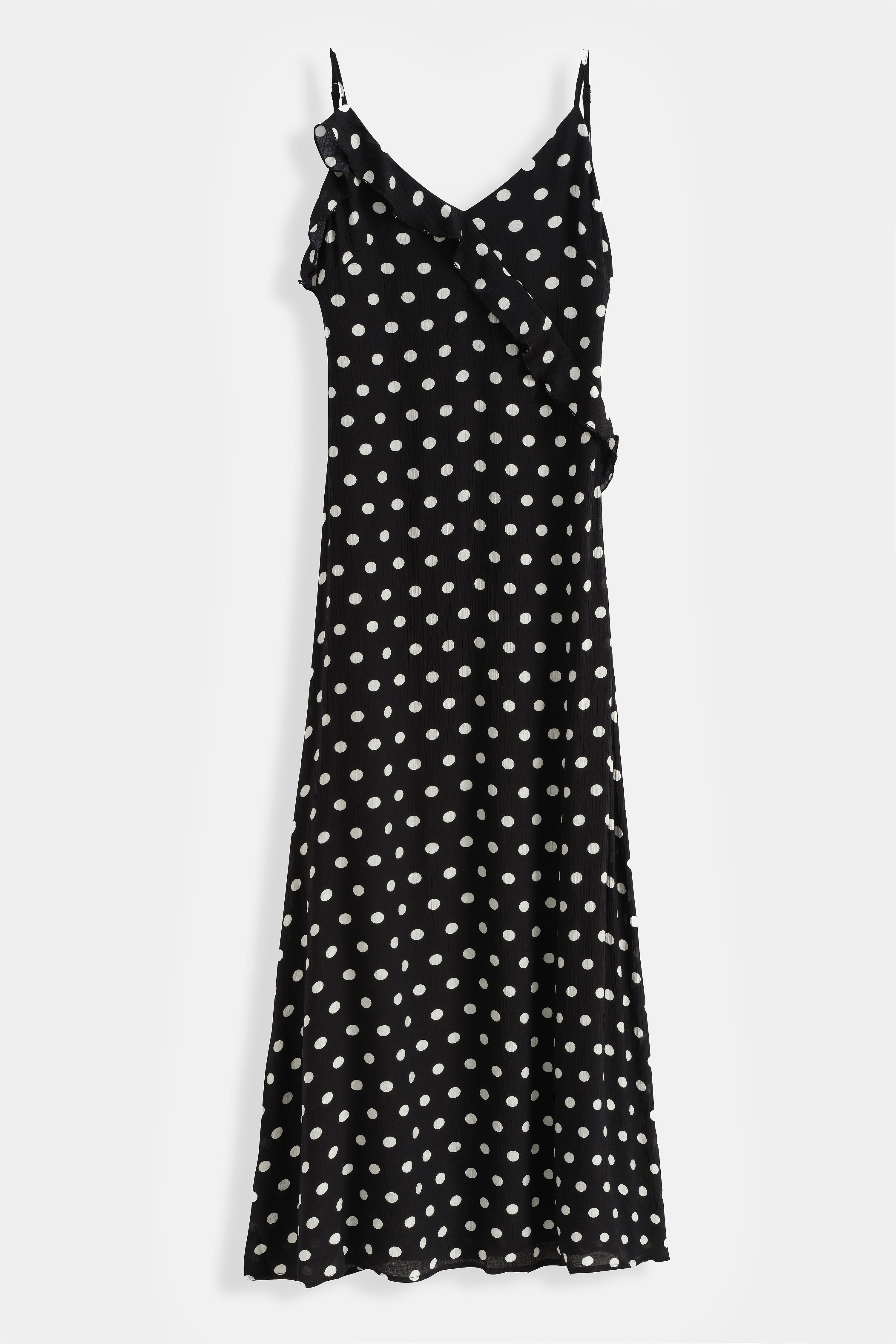 Black Ruffle Polka Dot Dress