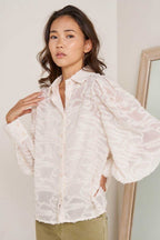 Cream Textured Sheer Blouse