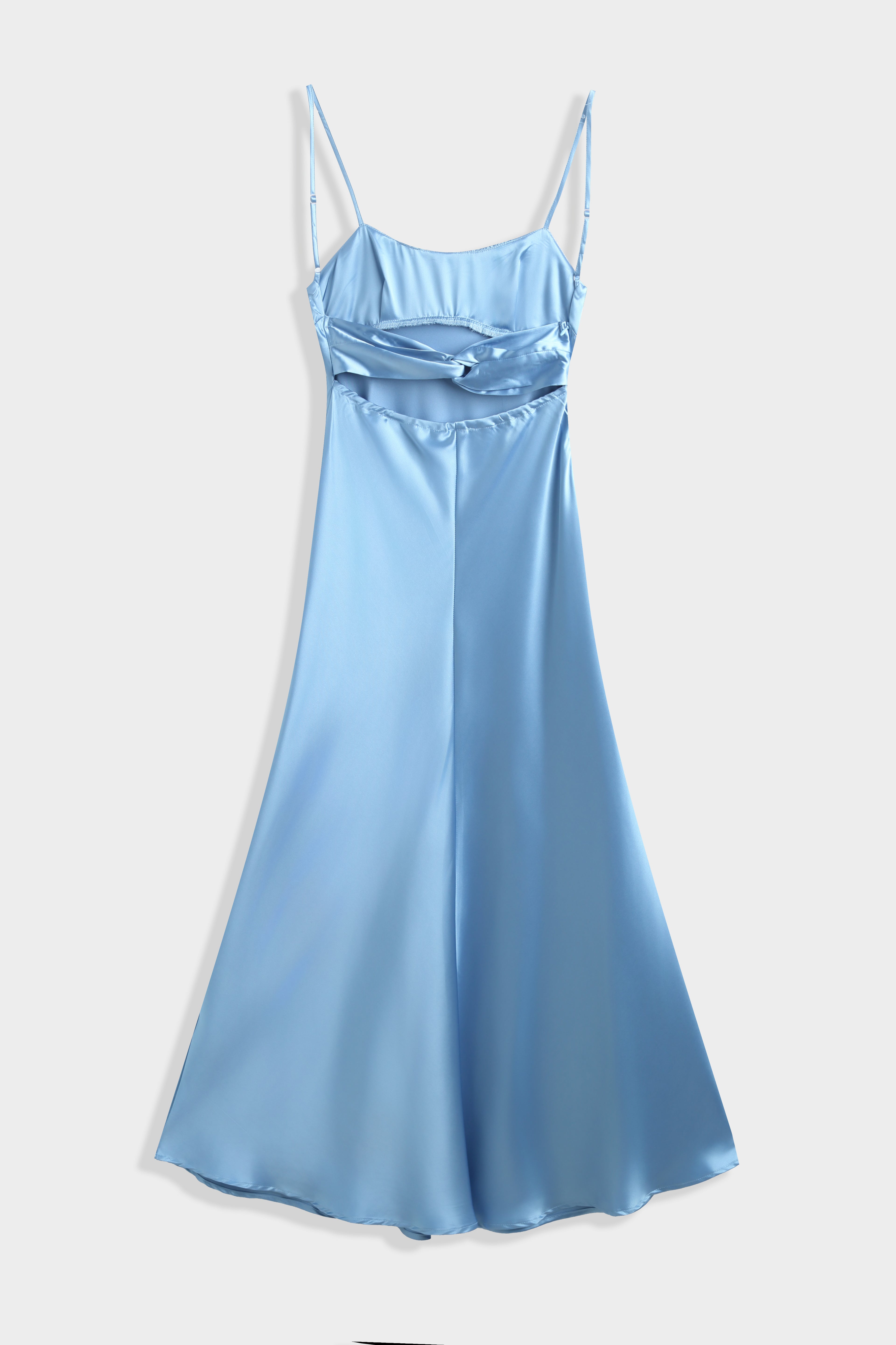 Blue Ruched Slip Dress