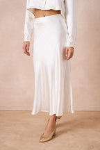 Off White Midi Slip Skirt