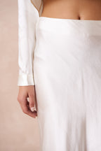 Off White Midi Slip Skirt