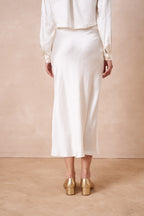 Off White Midi Slip Skirt