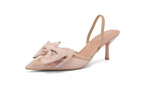 Nude Embellished Bow Slingback Heel