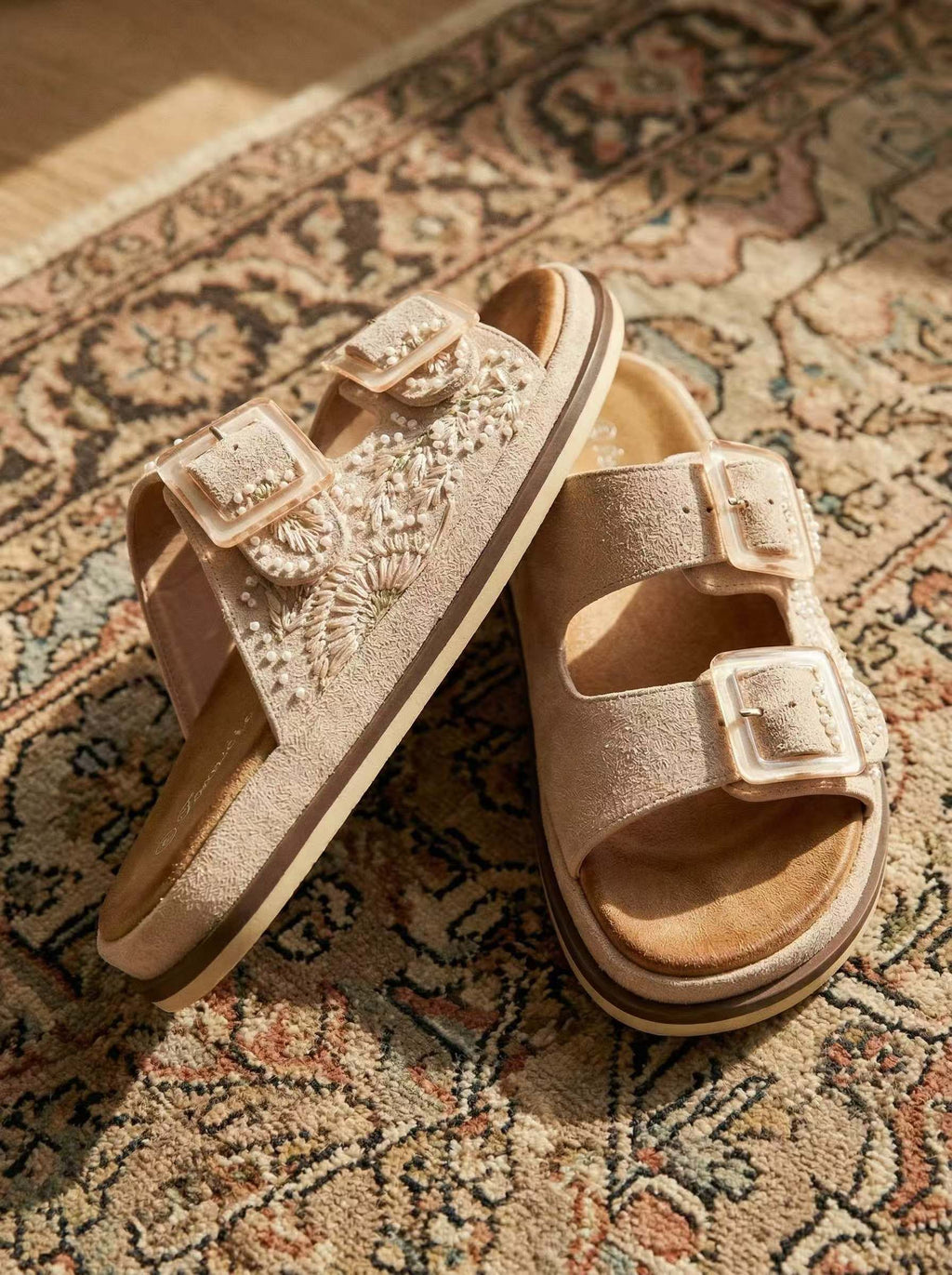Pink Beaded Slides