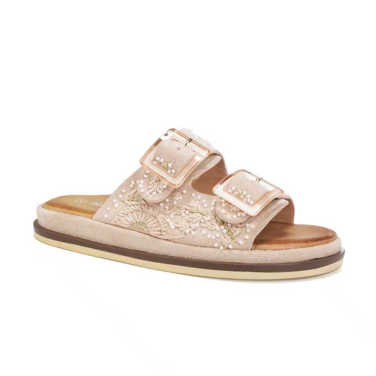 Pink Beaded Slides