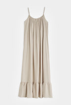 Beige Beaded Maxi Dress