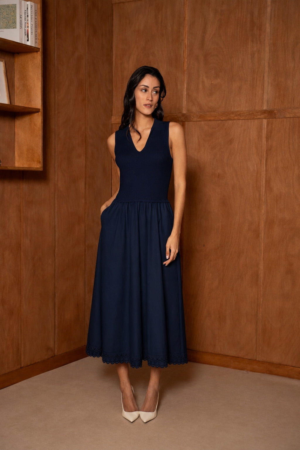 Navy Taffeta Dress