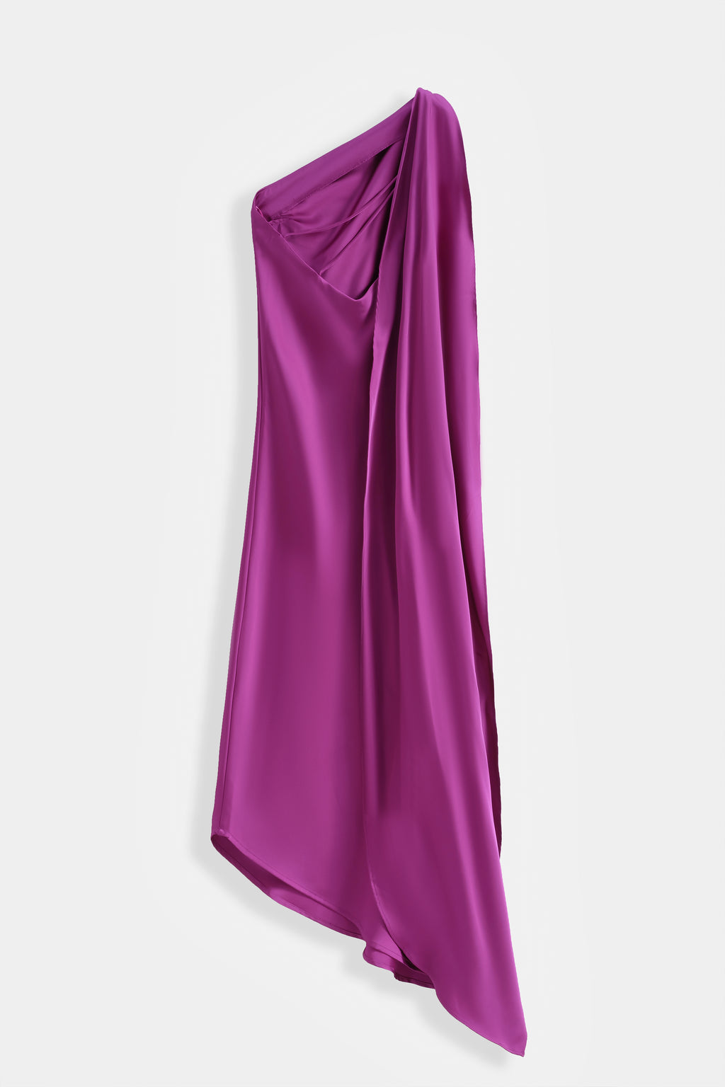 Magenta Amara One Shoulder Drape Dress
