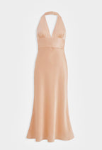 Salmon Halter Neck Dress