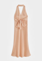 Salmon Halter Neck Dress