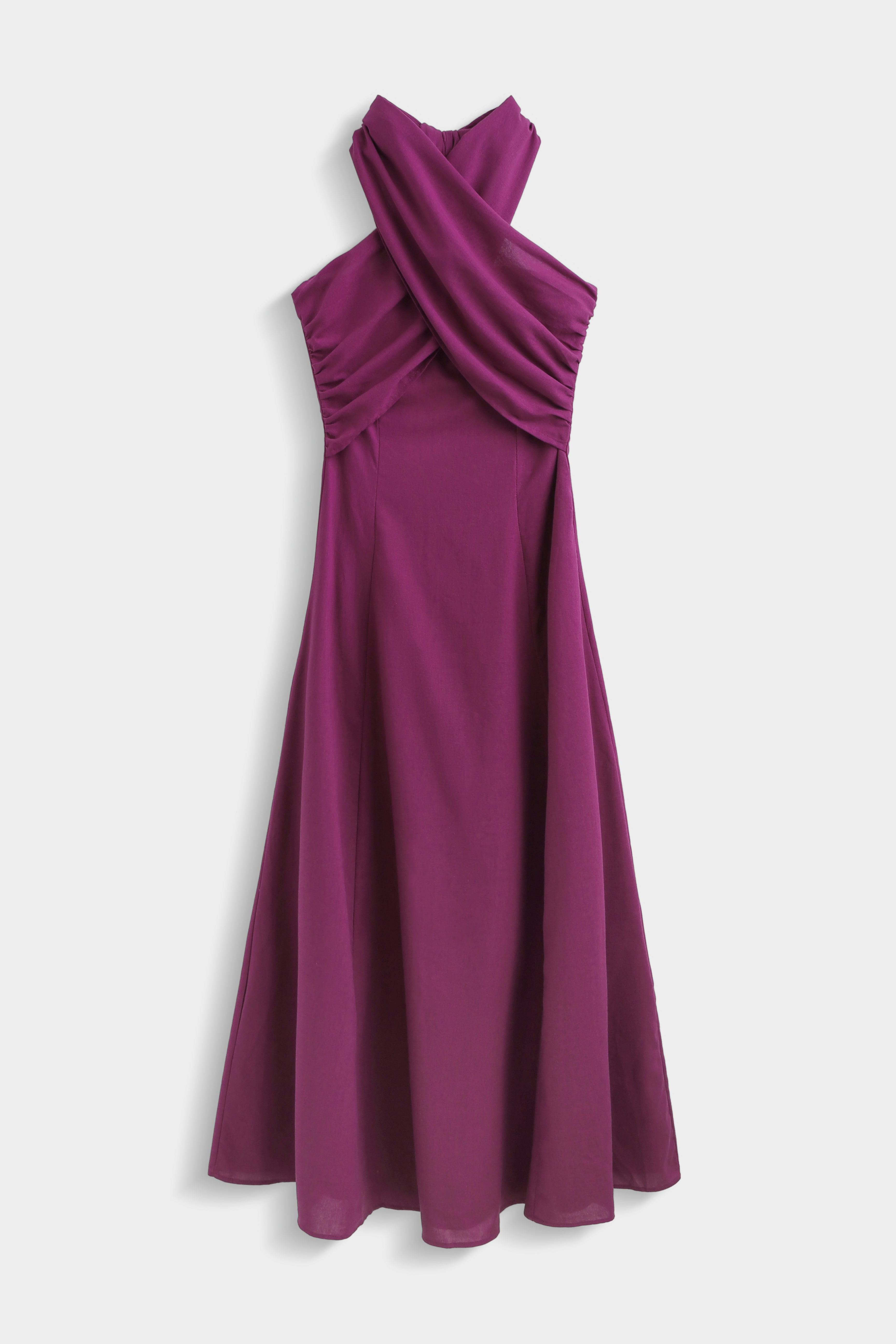 Magenta Estelle Linen Dress