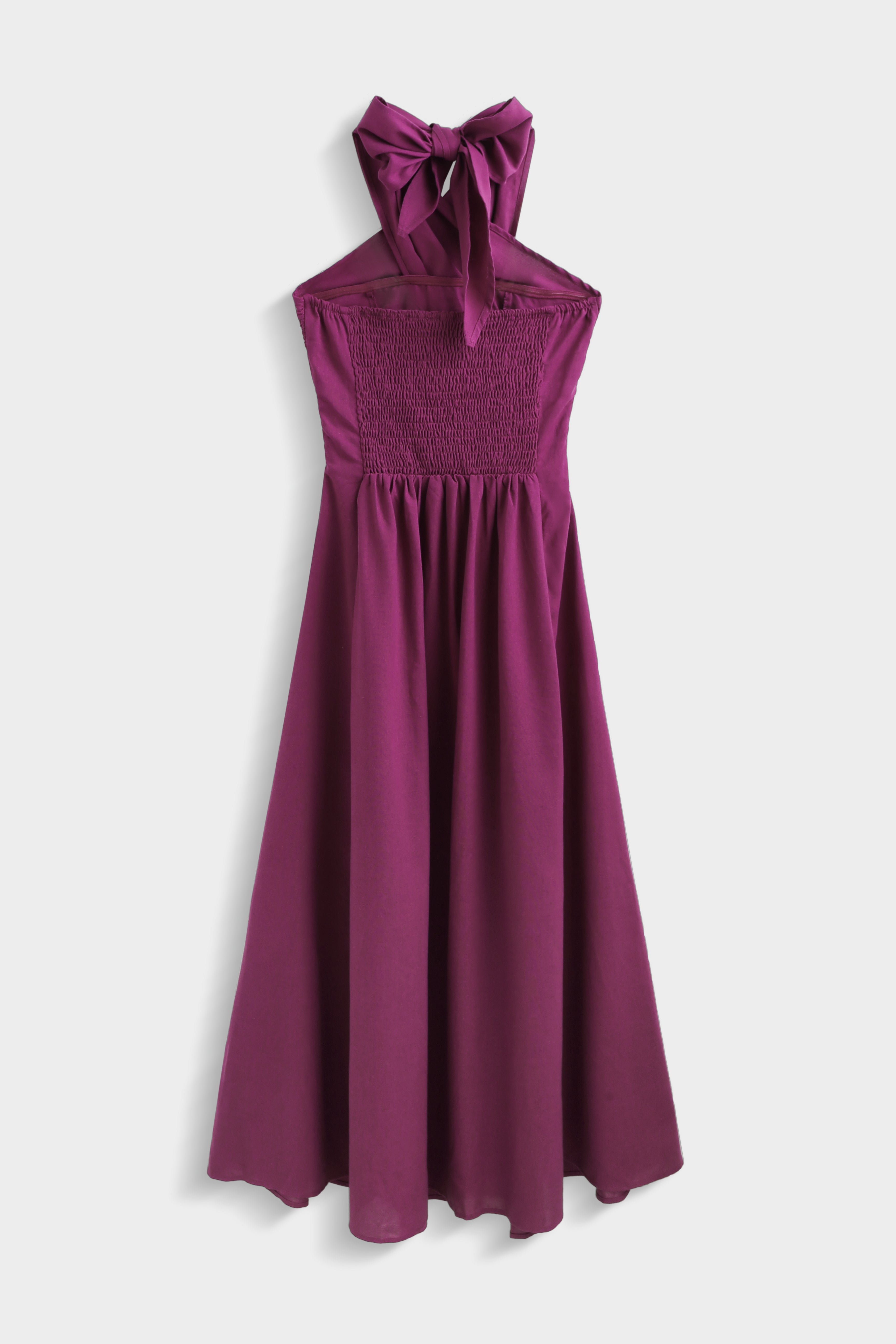 Magenta Estelle Linen Dress