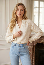 Cream Luna Broderie Blouse