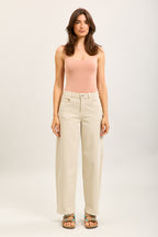 Beige Barrel Leg Jeans