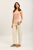 Beige Barrel Leg Jeans