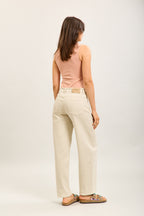 Beige Barrel Leg Jeans