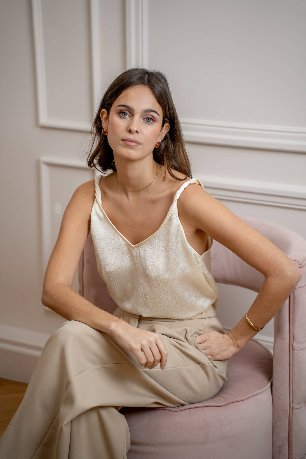 Ivory Twist Satin Cami