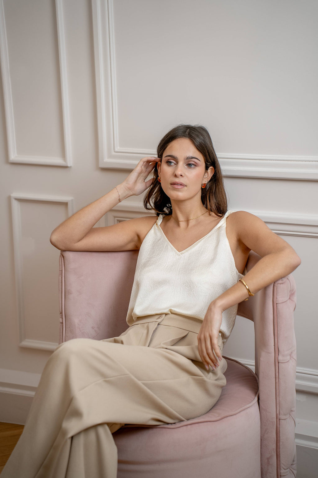 Ivory Twist Satin Cami