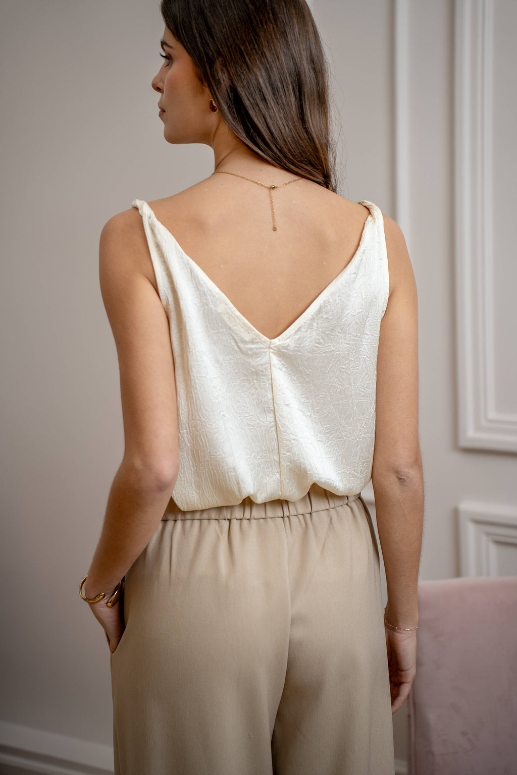 Ivory Twist Satin Cami