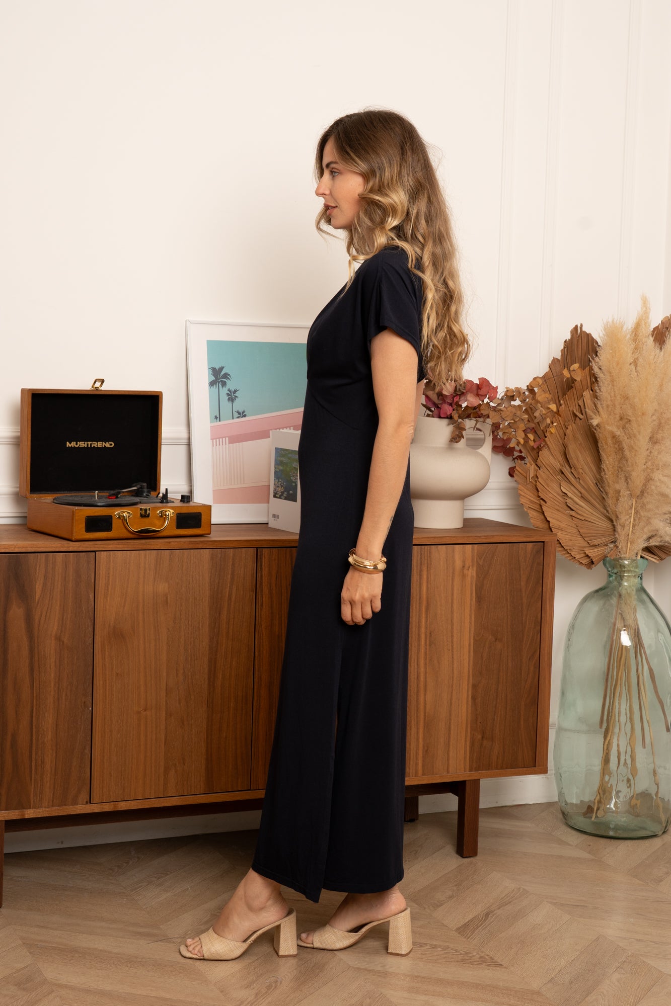 Navy V Neck Ava Maxi Dress