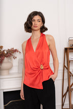Coral Valentina Buckle Top