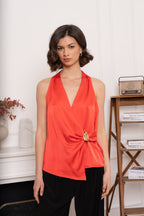 Coral Valentina Buckle Top
