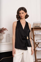 Black Valentina Buckle Top