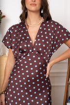 Brown & Blue Polka Dot Ava Maxi Dress