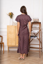 Brown & Blue Polka Dot Ava Maxi Dress