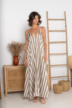 Khaki Sienna Stripe Maxi Dress