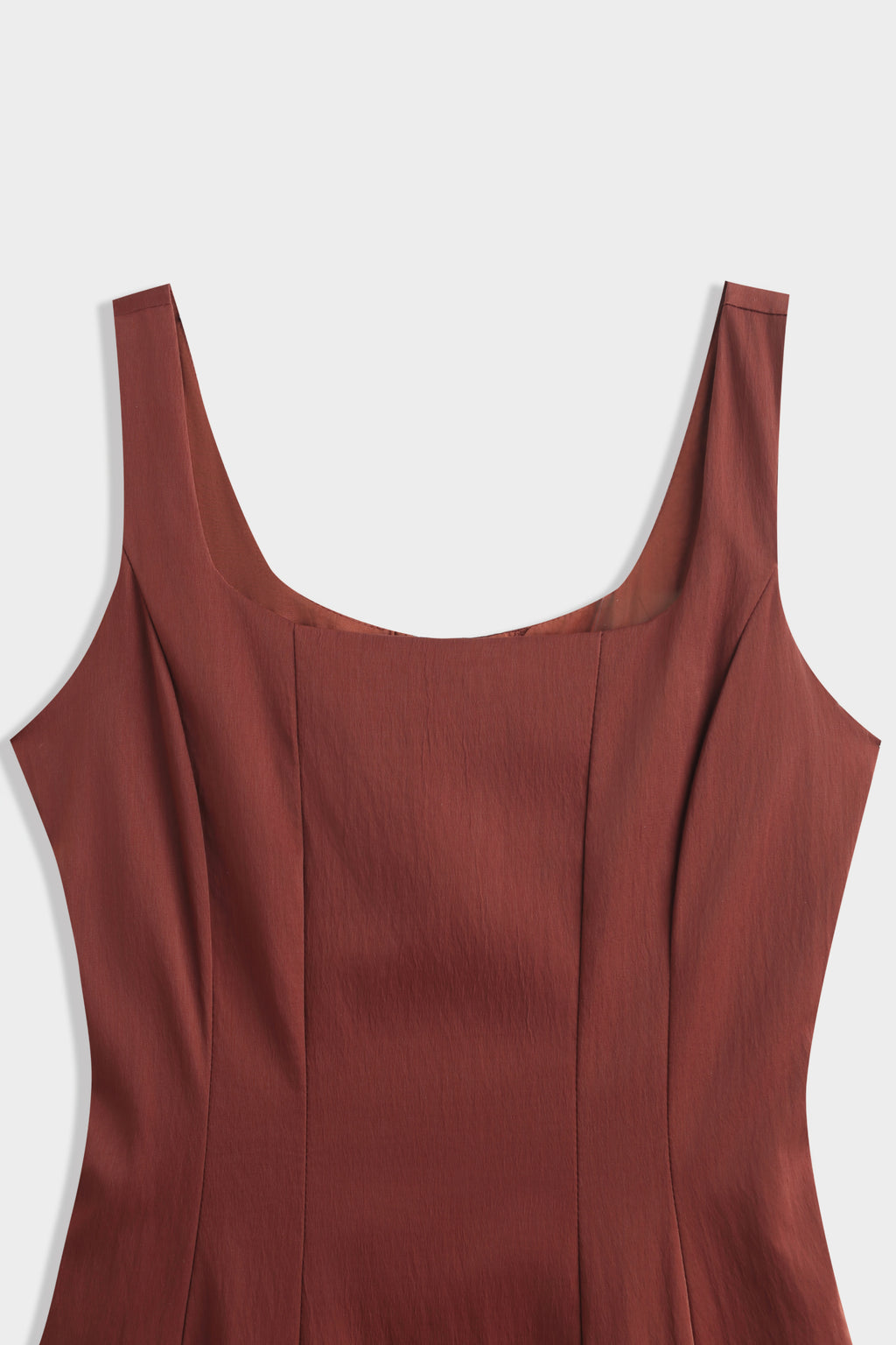 Rust Square Neck Flared Dress
