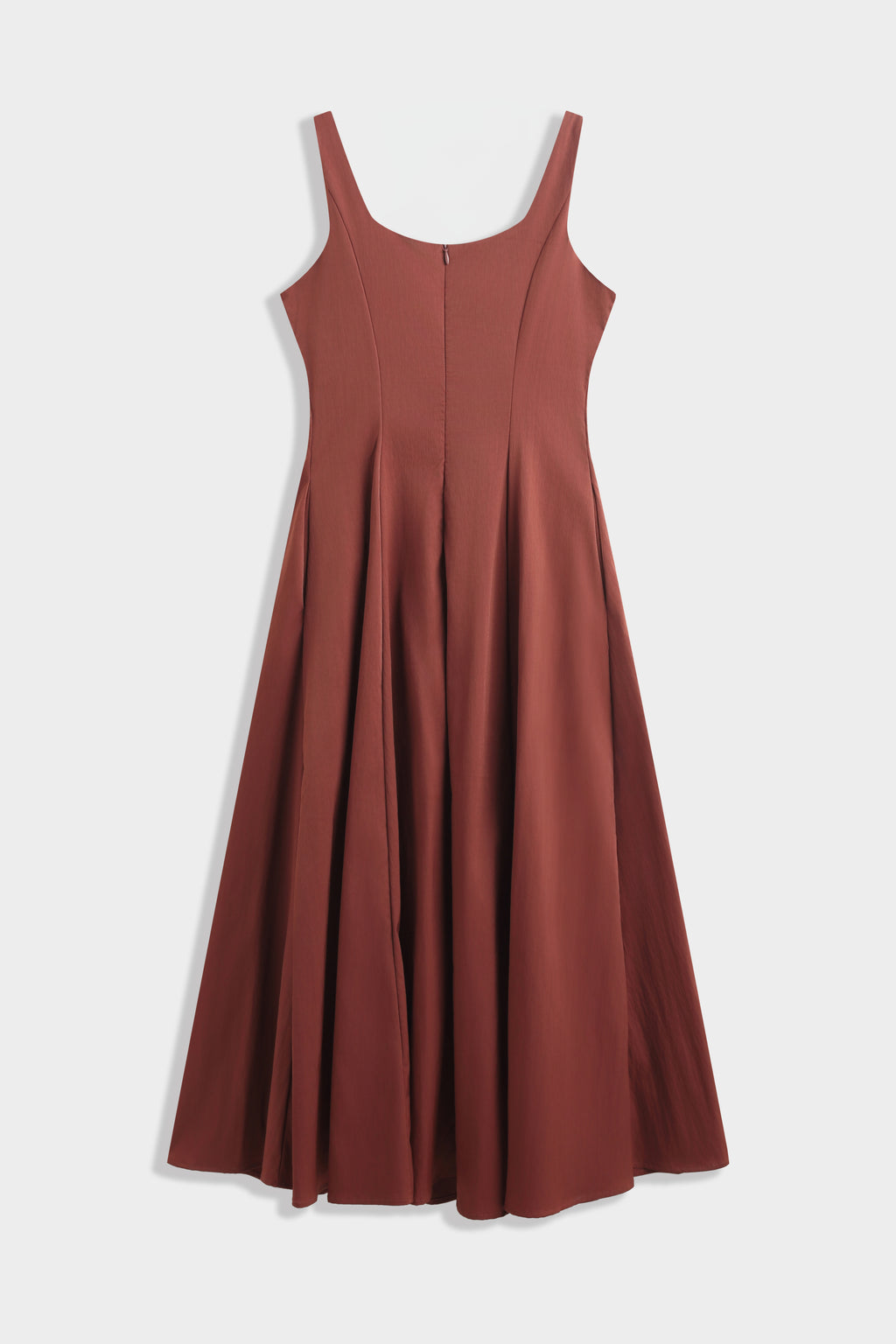 Rust Square Neck Flared Dress