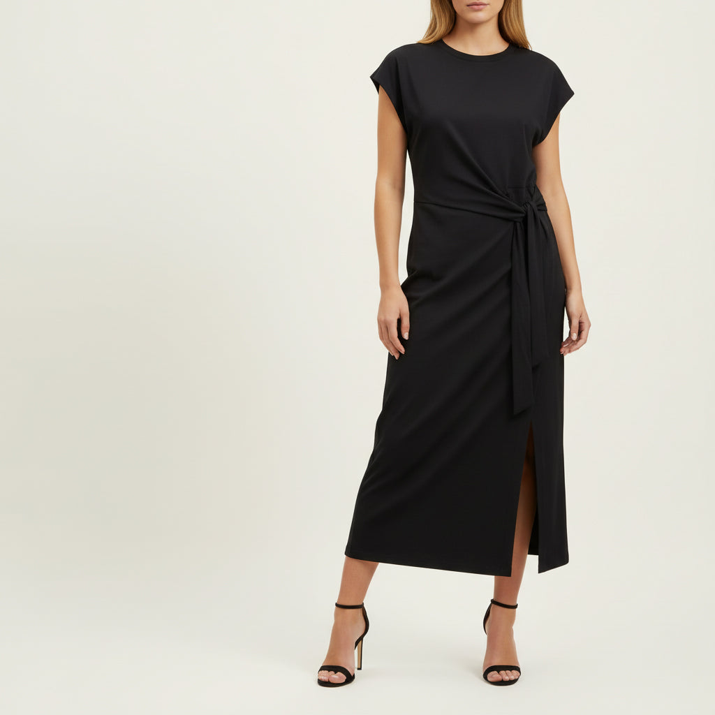 Sophia Black Tie Waist Dress