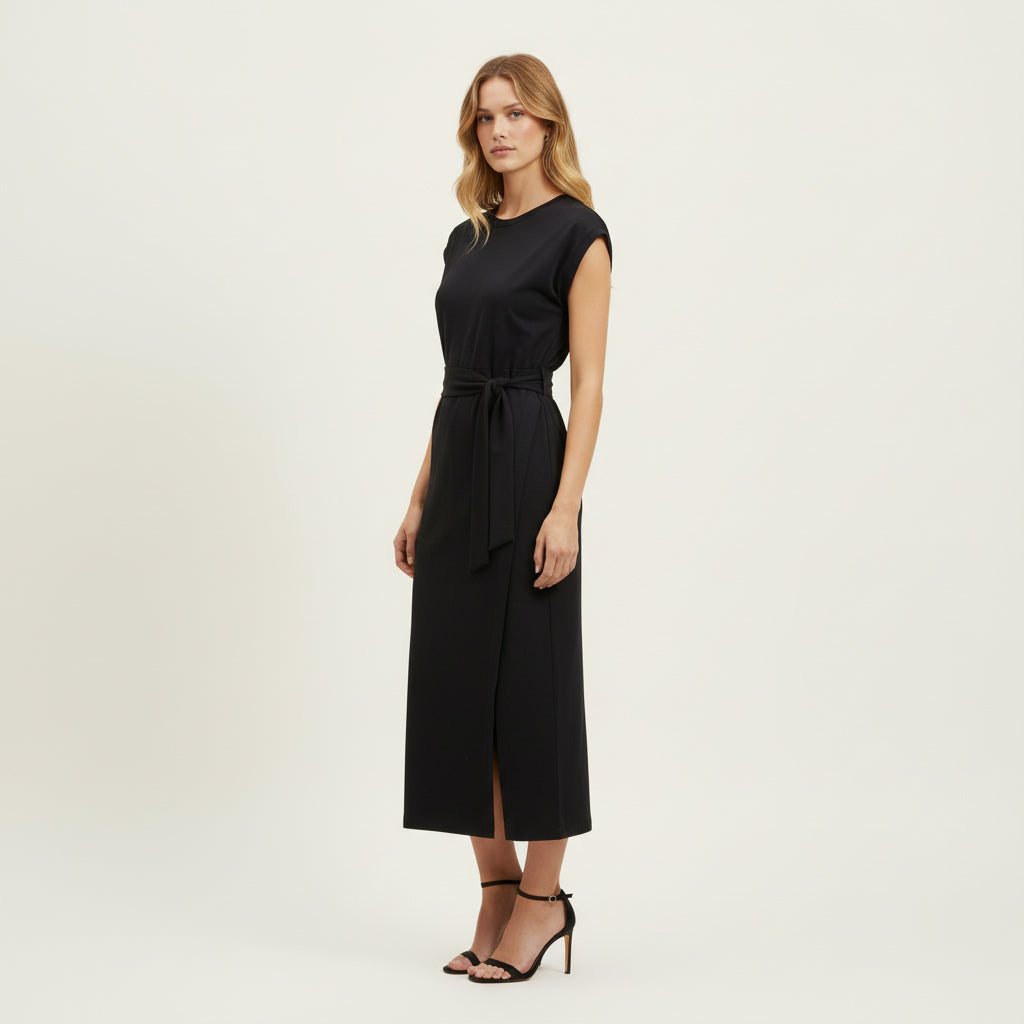 Sophia Black Tie Waist Dress