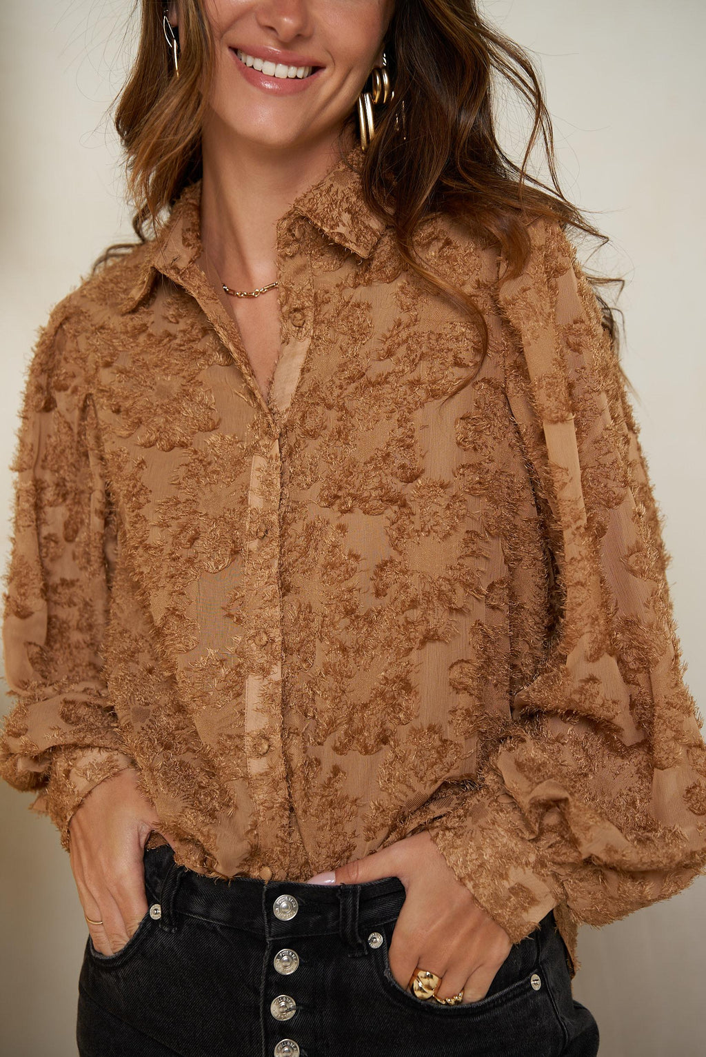 Café Lace Textured Blouse