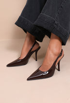 Brown Patent Slingback Heel