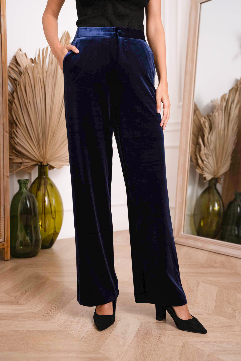 Navy Velvet Trousers